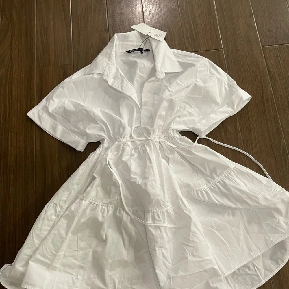 Zara white  string mini dress - Picture 6 of 7